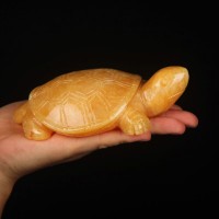 Yellow Jade Turtle Gemstone Carving Desk Totem Good Luck Charm