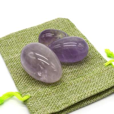 Wholesale Natural Drilled Amethyst Jade Eggs , Carved Yoni Eggs For Vaginal Exercise