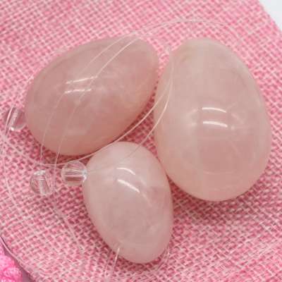 Wholesale 3PCS Drilled Rose Quartz Yoni Egg Set Natural Jade Yoni Eggs  Funny Sex Toy For Women