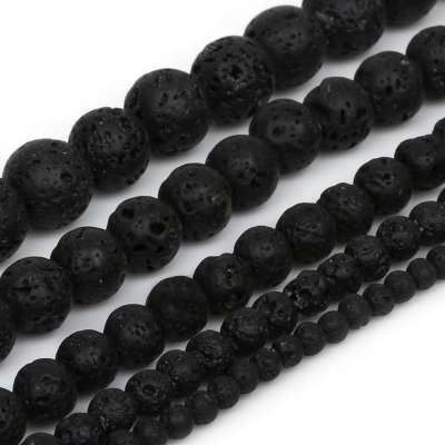 Enerfy black Lava stone gemstone round loose beads