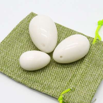 White Jade Carving Crafts Drilled Jade Eggs, Vaginal Exercise Jade Eggs For Sale