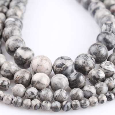 Natural grey Picasso jasper gemstone DIY loose beads for jewelry