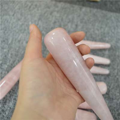 Sex product 17cm Rose Quartz Healing Massage Wand Sexy Vaginal Massage Stick for Women