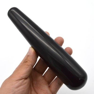 17cm black obsidian gemstone healing massage wand for women