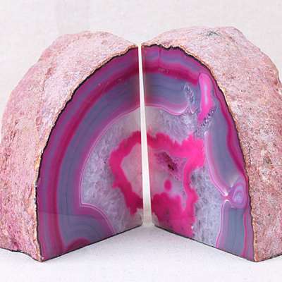 Pink Agate Bookends Crystal Polished Quartz Brazil Home Dollections Bookends